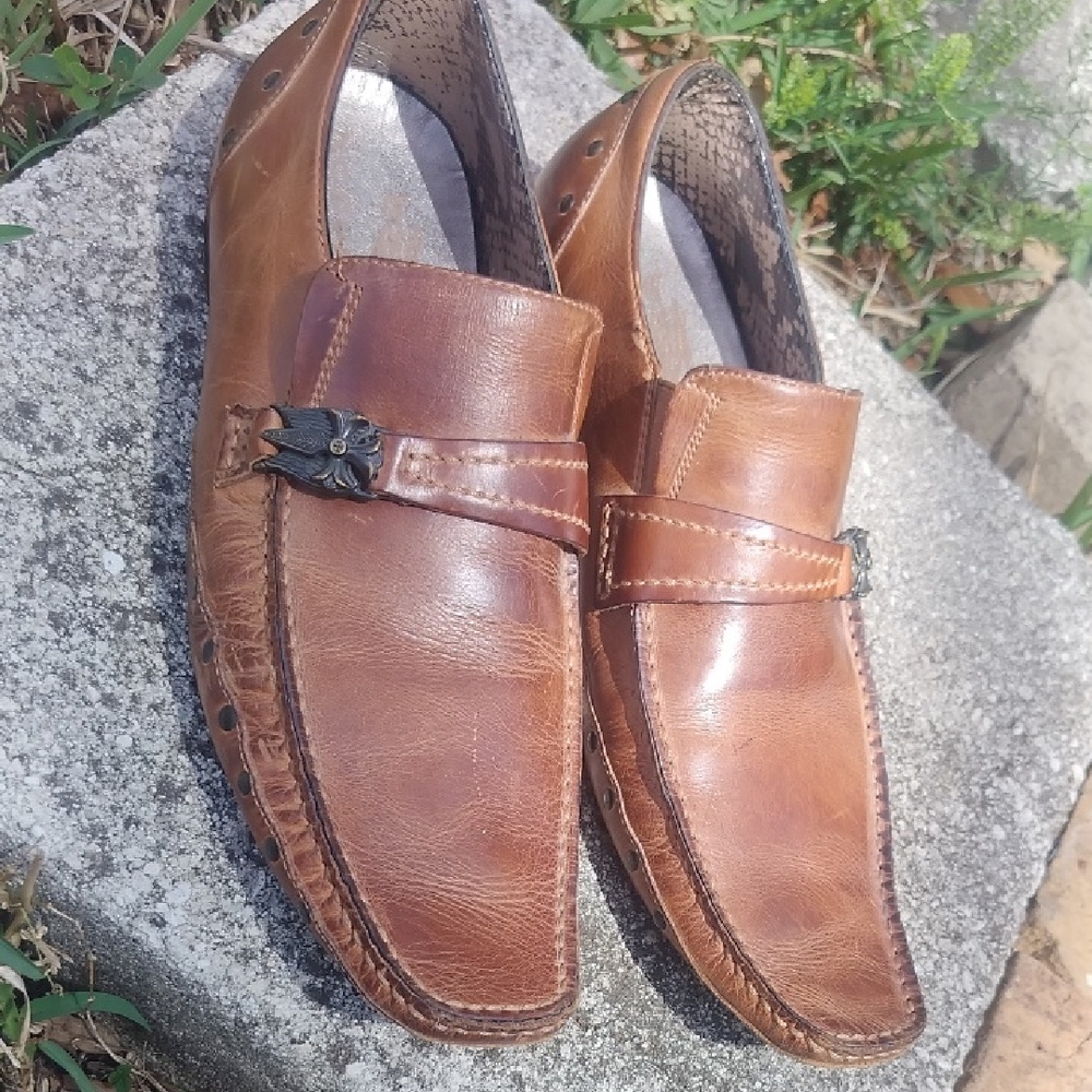 Lounge By Mark Nason Brown Loafers, Leather Size 10